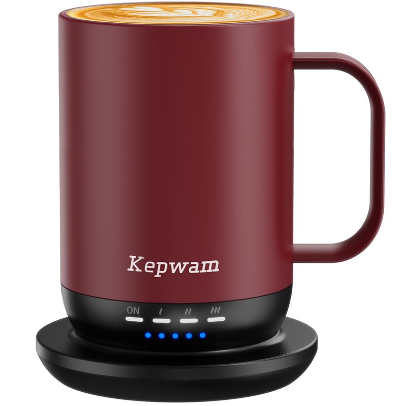 Kepwam Self Heating Coffee Mug T1-16oz(14 oz with lid) Fast Heating & Ultra Long-Lasting Battery Life, Heated Coffee Mug Up to 149℉ - Touch & App Controlled Coffee Mug, Birthday Gifts for Women and Men