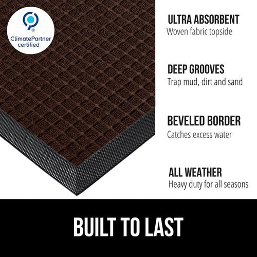 GORILLA GRIP Waterproof All-Season WeatherMAX Doormat - 72x24 Natural Rubber, Stain & Fade Resistant, Easy Clean