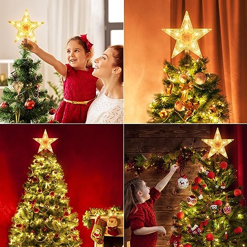 Lighted Star Christmas Tree Topper - 9.5 Inch Clear Warm White 10-Light Plug-In