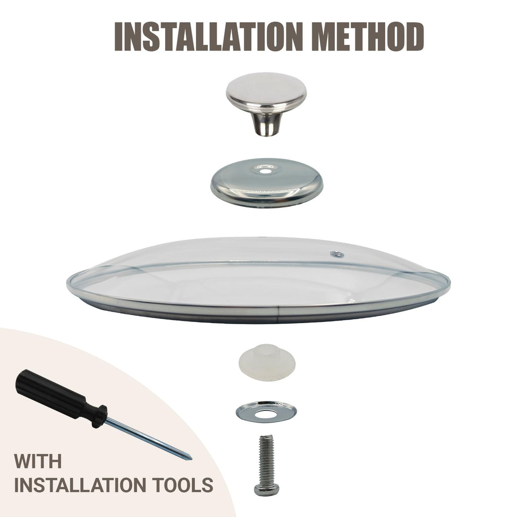 Tyqzor 9.5 Inch Pan Lid for Frying Pan, Skillet, 4mm Clear Tempered Glass, Compatible with Dishwasher and Ovens