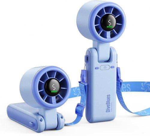 Diveblues Portable Handheld Turbo Fan - 5 Speed Battery Operated Cooling Fan for Travel & Outdoor Use