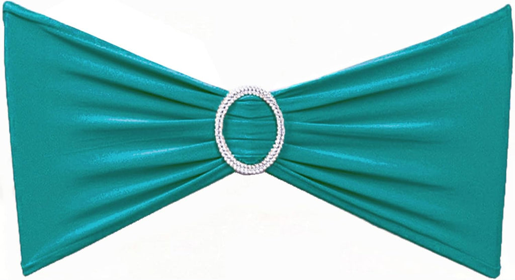 Skiennix 50 Pack Dark Turquoise Chair Sashes - Elegant Teal Bows with Buckles for Weddings & Events