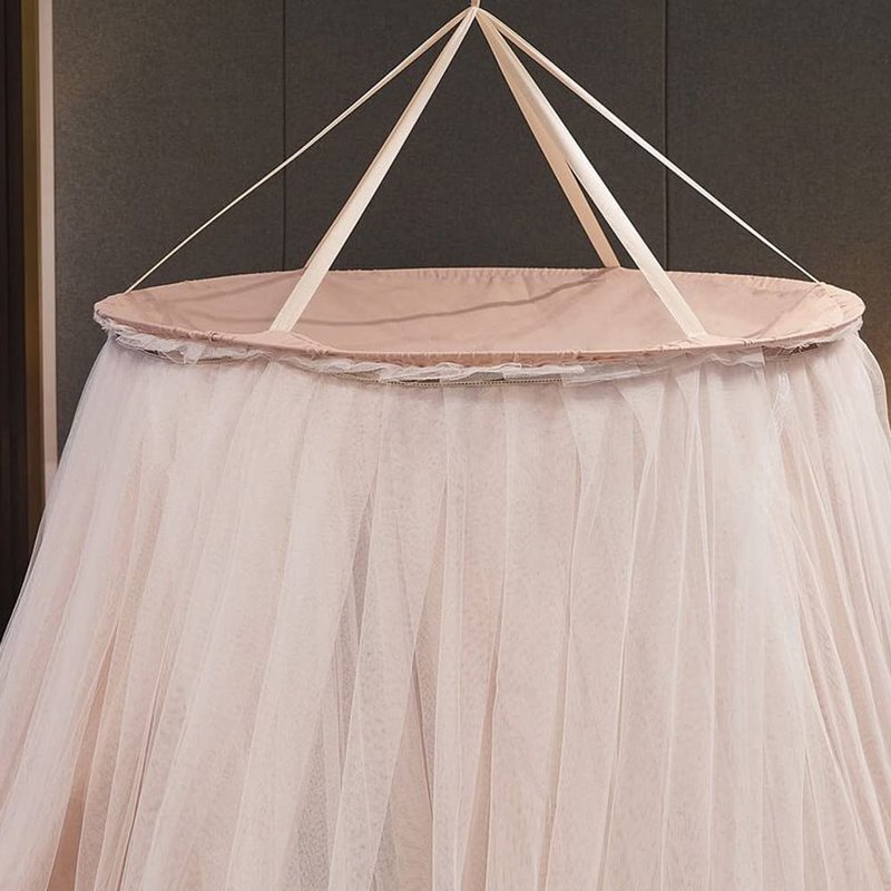 Vilemoon Bed Canopy for Girls & Adults, Round Dome Lace Princess Canopies Netting, Elegant Double Layer Bed Canopy Drapes for Decoration, Playing,Reading,Sleepping (Yellow)