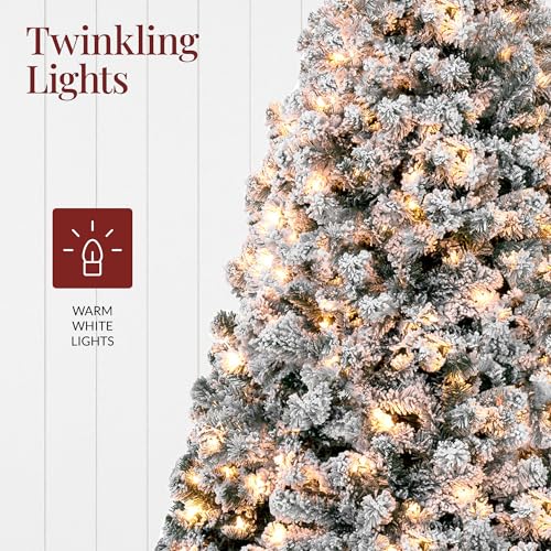 6ft Pre-Lit Snow Flocked Artificial Christmas Tree with 250 Lights & Stand