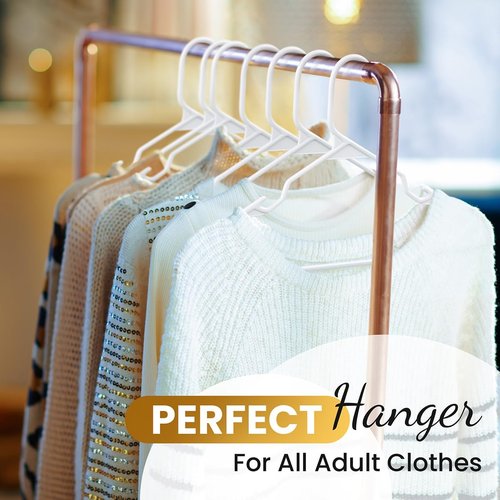 Modern Space 100-Pack Adult Plastic Hangers - Sturdy & Durable Design for Shirts, Pants, Coats, & More - White