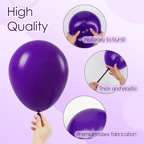 Dark Purple Balloons - 12 Inch Latex Party Balloons | 50 Pack for Weddings, Baby Showers & Celebrations