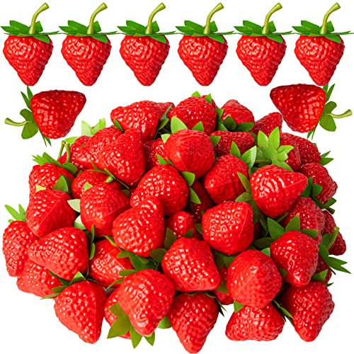 40 Pcs Artificial Plastic Strawberries - Realistic Decor for Home & Parties