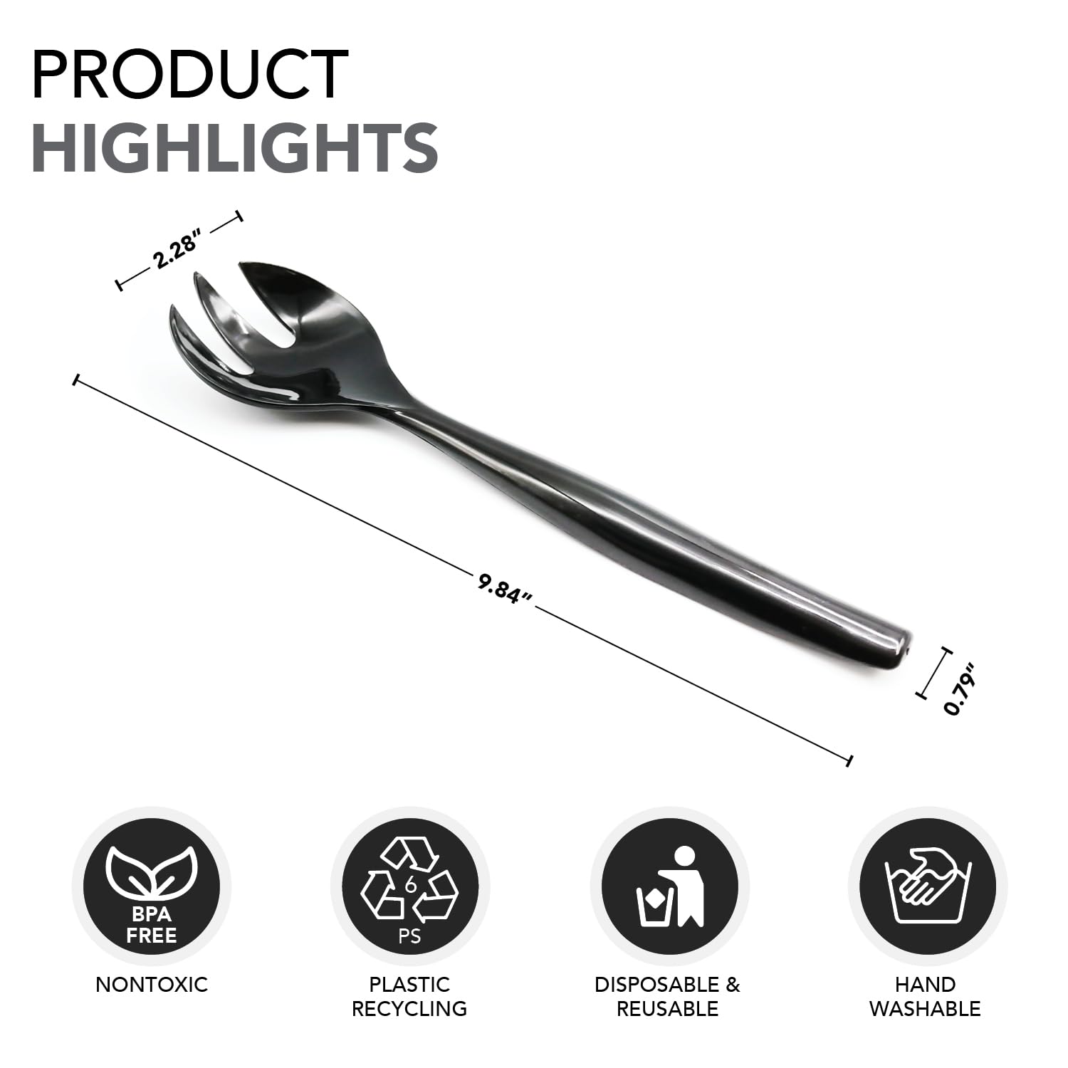 Party Essentials Disposable Heavy Duty Plastic Serving Utensils for Buffets Events Parties, 4-Sets of Spoons/Forks/Tongs, Black