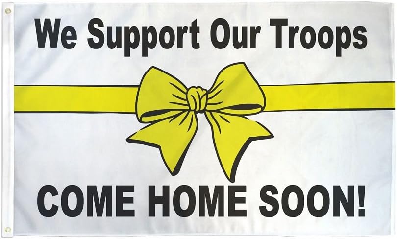 Support Our Troops Flag - Yellow Ribbon Military Banner 3x5 ft | Honor Our Heroes