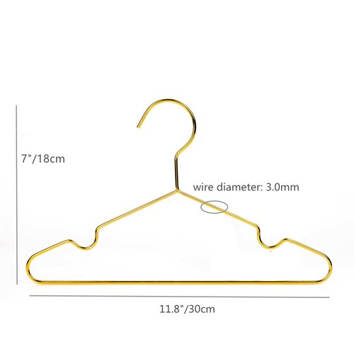 Better to U Gold Kids Hanger 50 Pack, Metal Baby Clothes Hangers, Children Infant Coat Suit Shirt Hangers, Space Saving Slim Wire for Camisole Dress