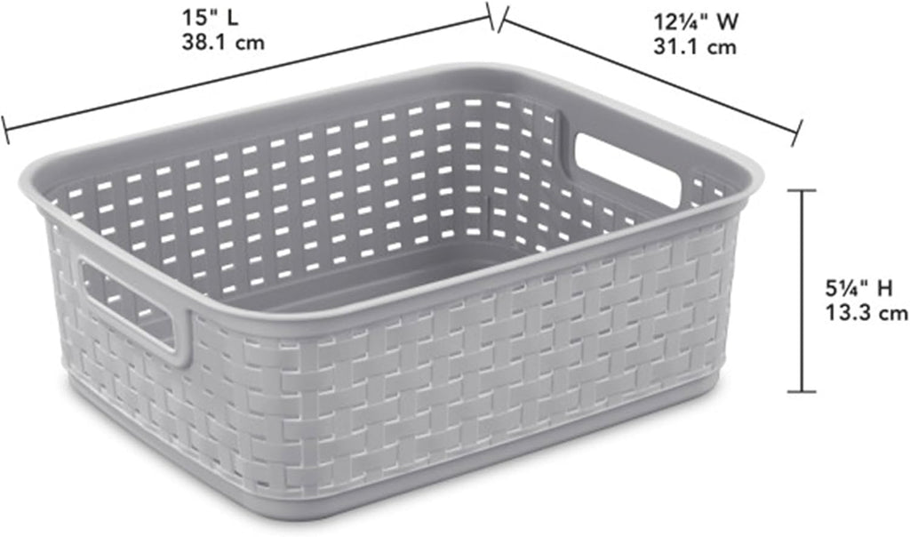 Sterilite Short Plastic Weave Storage Baskets - Perfect for Organizing Crafts & Jewelry | Gray, 6-Pack