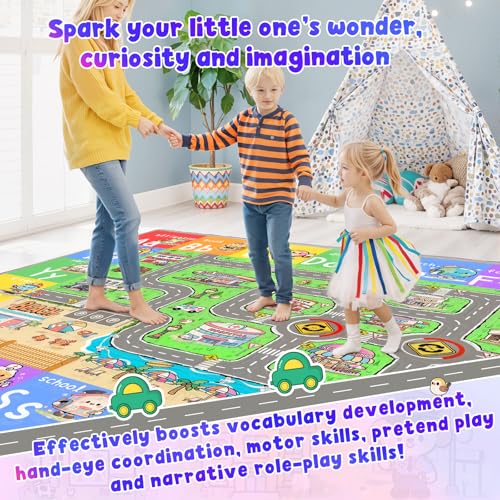 4x6 Kids Car Rug and Play Mat - Educational Road and Alphabet City Map