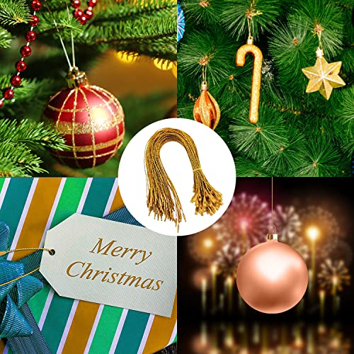 200Pcs Gold Christmas Ornament Hanger Strings with Snap Locking Fasteners