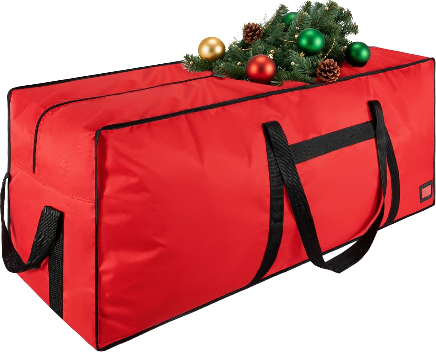 Skiennix Heavy Duty Christmas Tree Bag - 7.5 FT with Dual Zippers & Reinforced Handles | Large Red Capacity