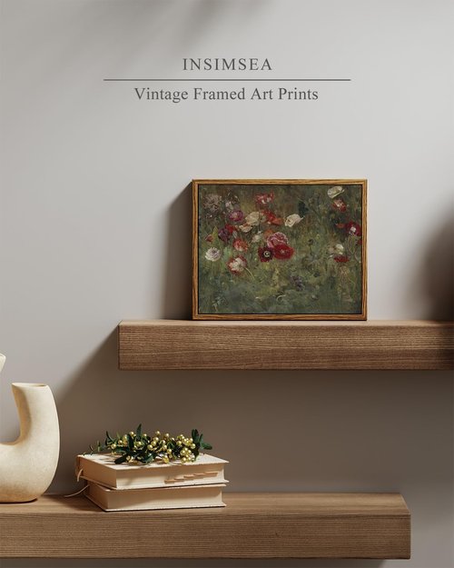 InSimSea Framed Wall Art - Floral Scenic Oil Painting Canvas Print | Rustic Decor for Bedroom, Bathroom & Office - 8x10in/20x25cm