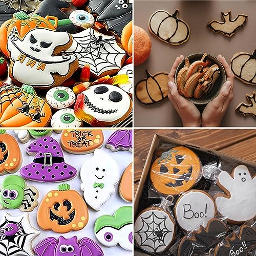Halloween Cookie Cutter Set 16 Pcs with Plunger Stamp - Ghost, Pumpkin, Bat & More
