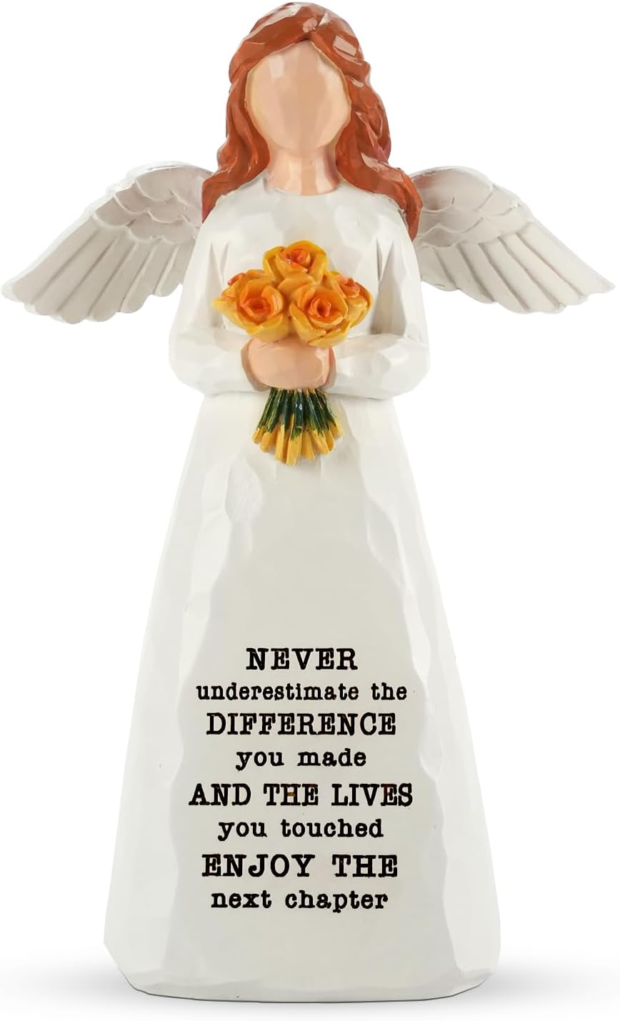 Regine Switzerland Retirement Gift - Elegant 5.9” Handcrafted Resin Angel Figurine | Perfect for Coworkers, Nurses, and Teachers