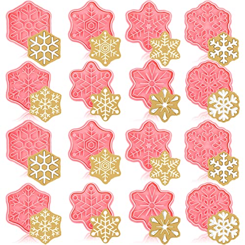 Hoolerry 16 Pcs Winter Snowflake Cookie Cutter Stamps – Snowflakes Edition