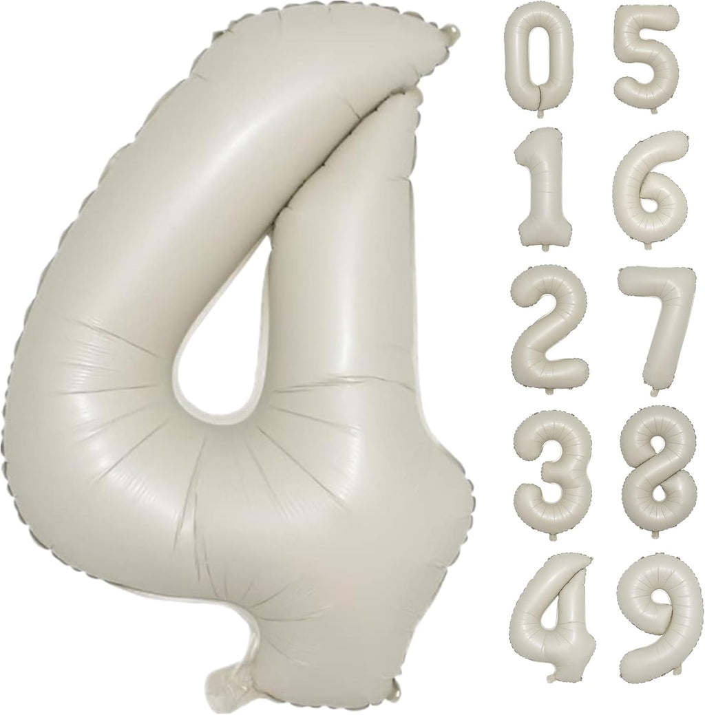 Skiennix 40-Inch Cream White Number Balloons | Foil Mylar 0-9 for Birthdays & Anniversaries