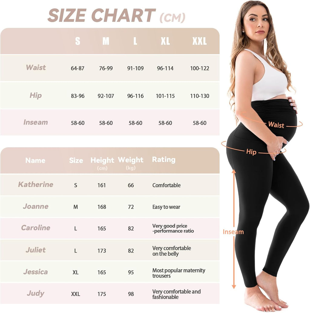 Walifrey Women's Maternity Leggings - Over The Belly Design with Pockets | Comfortable Yoga Pants