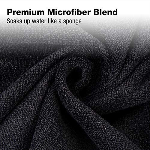 Eurow Microfiber Salon Towels 16x29 Inches Pack of 10 Black - Bleachproof & Ultra Absorbent
