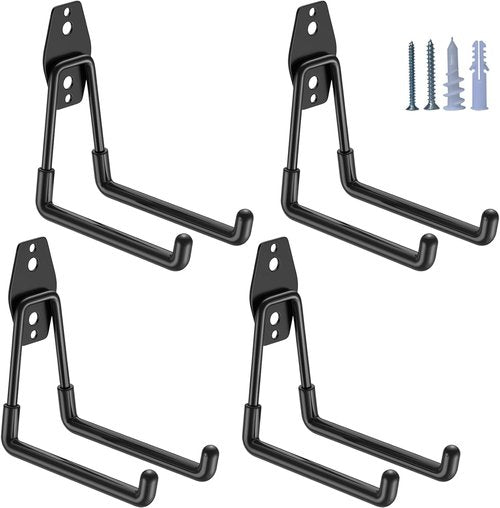 HUPBIPY Heavy Duty Garage Hooks - 4 Pack U-Shaped Wall Mounted Tool Organizer | 5.1 Inch Size for Ladders & More