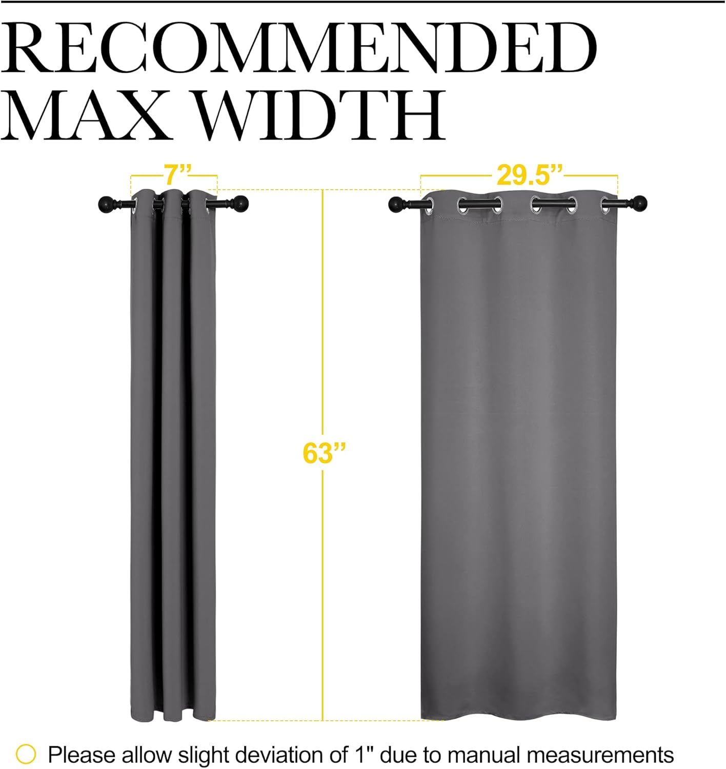 NICETOWN Grey Blackout Curtain Panels - Thermal Insulated Grommet Top Drapes | 2 Panels, W34 x L63 inches