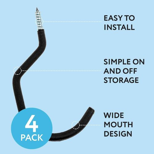 IMPRESA Bike Hooks for Garage Ceiling | Heavy-Duty 100 Lbs Capacity - Galvanized Steel, 7 x 4 in