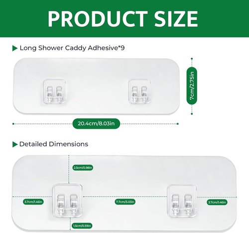 FGSAEOR Heavy-Duty Shower Caddy Adhesive Strips - Waterproof No-Drill Hooks for Bathroom & Kitchen Storage