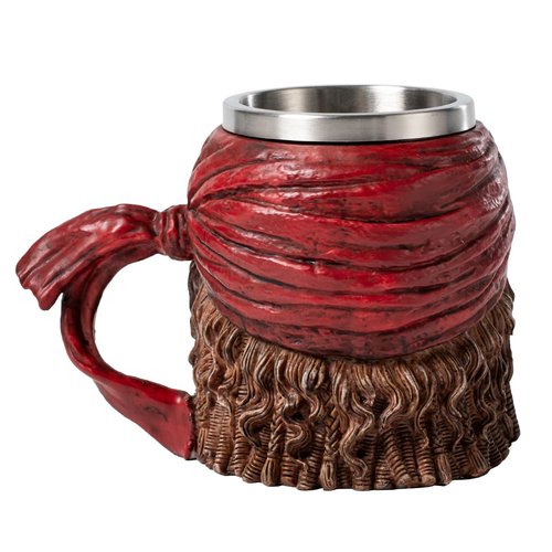 Skull Mug Caribbean Pirate Bandana Beer Coffee Mugs with Handle, Stainless Steel and Resin Tankard Coffee Beer Mug Cup Drunken Pirate's Life For Me Buccaneer Nautical Kitchen Dining Accessory - 14oz