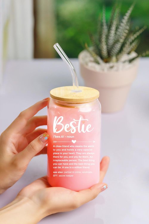 NewEleven Gift For Friends, Bestie - Gifts for Women Friendship - Unique Friendship Gifts For Women, Friend, Bestie, Bff, Soul Sister, Work Bestie - 16 Oz Coffee Glass