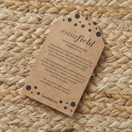 Braided Jute Square Pouf Ottoman - 22-Inch Woven Boho Footrest