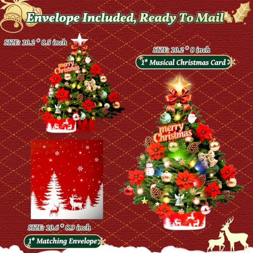 Christmas Tree Pop-Up Card with Lights & Music - Holiday Greeting Card