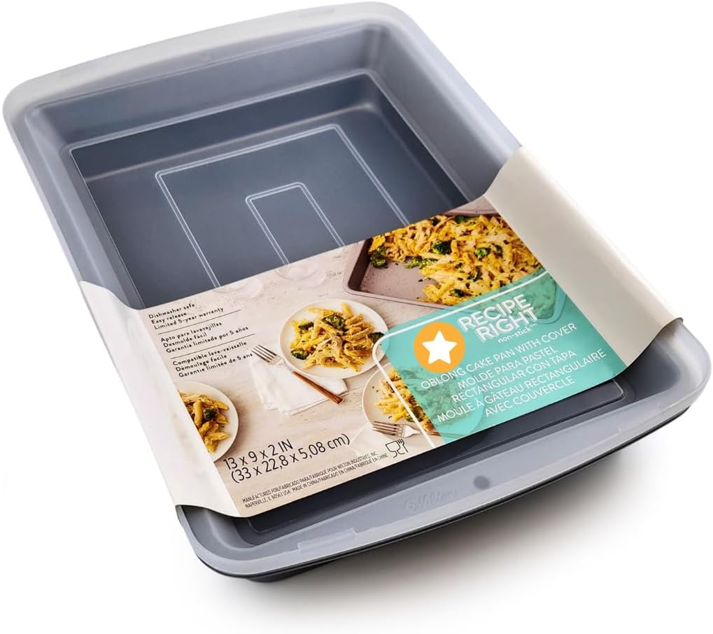 Nonstick Baking Pan by [Brand Name] - 9x13 Inch Covered Cake Pan for Brownies, Lasagna | Durable & Dishwasher Safe