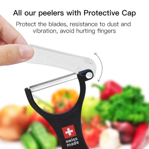 Ftmeslty Original Swiss Made Peeler Vegetable&Fruits stainless steel blade Peeler for kitchen (BLACK-Thick skin Peeler)