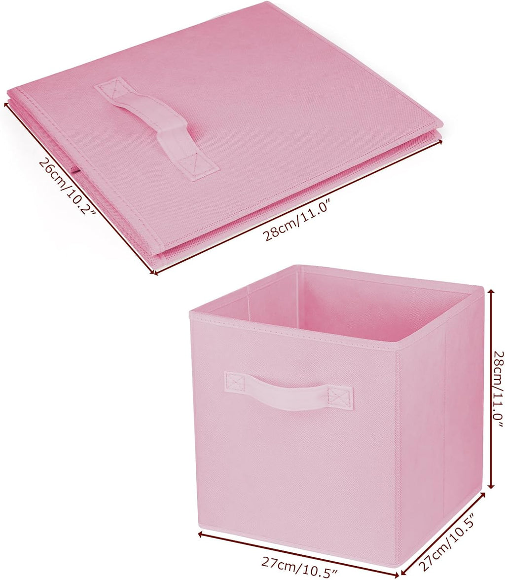 Skiennix Storage Cubes - 10.5 Inch Collapsible Fabric Bins for Organized Closets & Offices | Pink