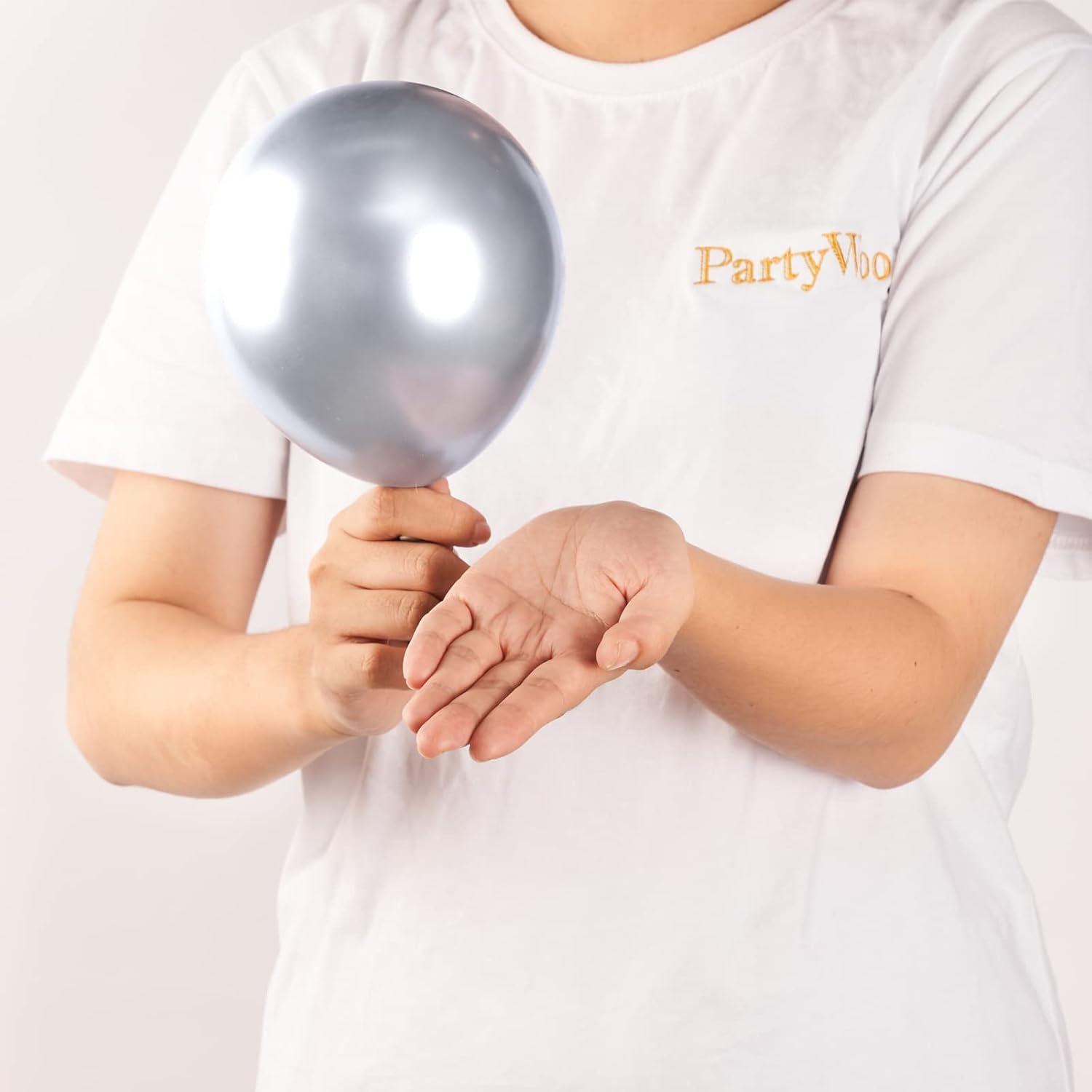 PartyWoo Silver Metallic Balloons - 50pcs 5-Inch for Stunning Garland or Arch | Perfect for Birthdays & Weddings