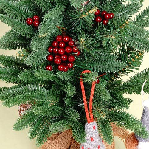 200pcs Artificial Holly Berries - Mini Christmas Fake Berries with Wire Stems for Wreaths & Decor (Wine Red)