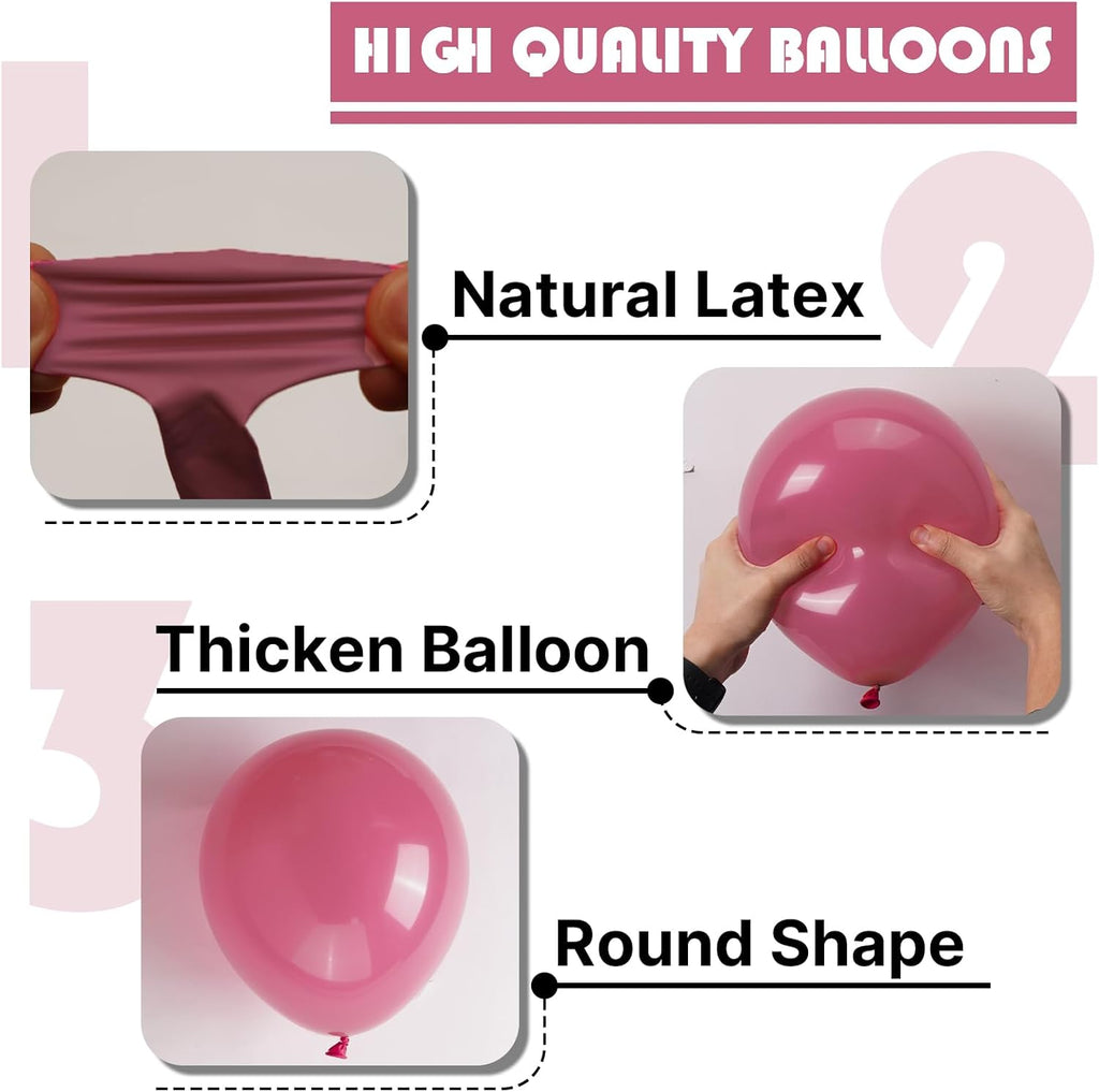 PartyWoo Mauve Balloons - 140-Piece Set in Dusty Pink & Blush for Baby Showers, Weddings & Parties | Various Sizes