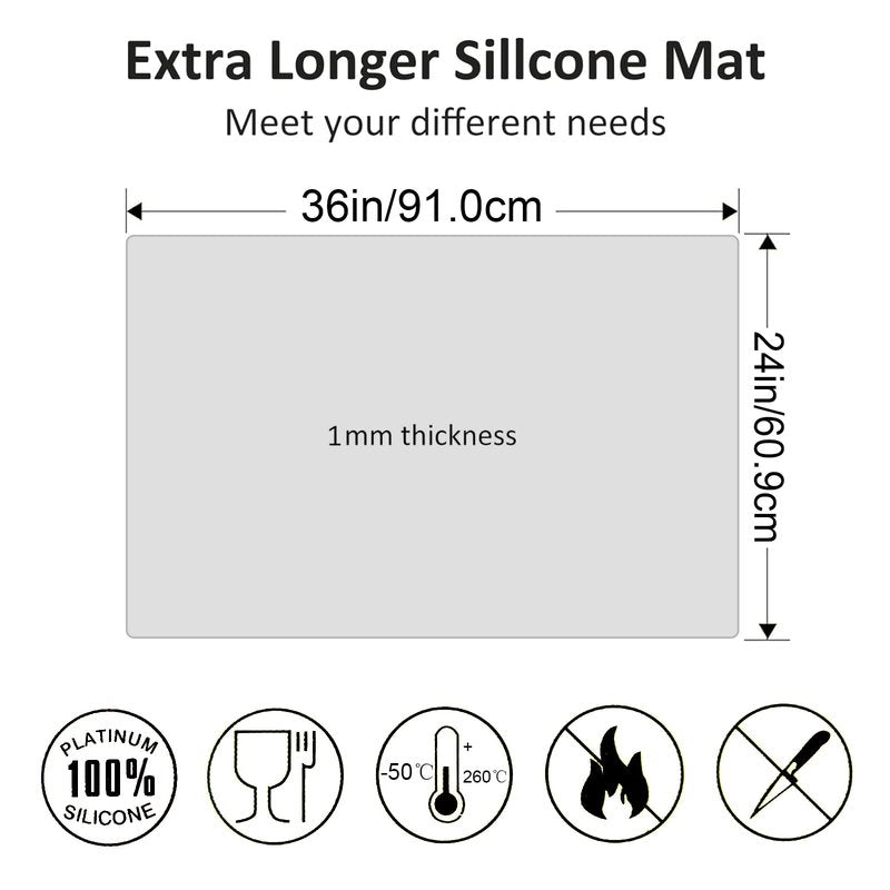 36" x 24" Extra Large Silicone Mat for Epoxy Resin, non-slip, heat-resistant, demolding, etc. (Black)