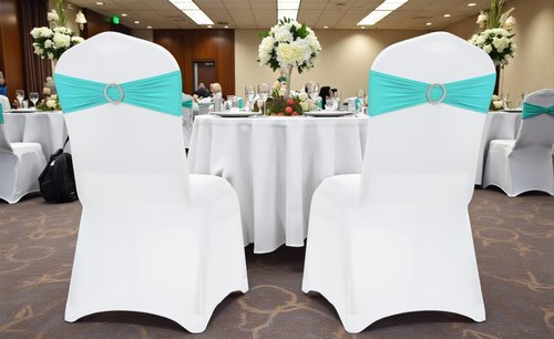 MDS Premium Spandex Chair Sashes - Stretchy Bow Covers with Buckle Slider | 100 Pack - Aqua Blue