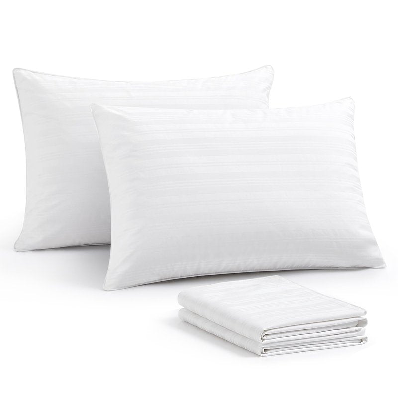 puredown® Goose Feather Down Pillows Set of 2 with 100% Cotton Cover, Hotel Collection Pillows, King Size for Stomach, Side & Back Sleepers