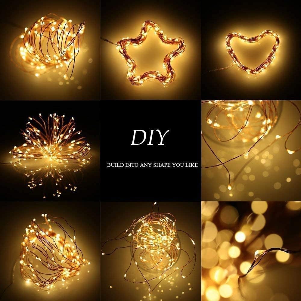 Sanniu LED String Lights - Mini Battery Powered Copper Wire Fairy Lights | 5m/16ft Warm White for Bedroom, Weddings, Parties