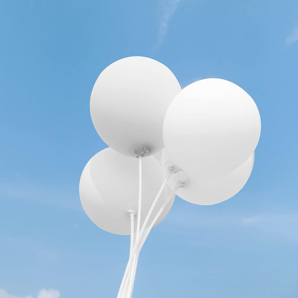 ASIYUHY White Balloons - 100 Pack 12 Inch Latex Balloons with Ribbons for Weddings & Parties