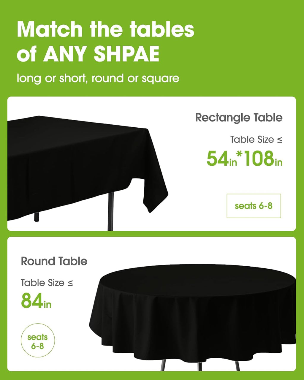 Pureegg Disposable Plastic Table Cloths - 84'' Round, Leakproof & Sturdy | 8 Pack for Graduation Party Decor
