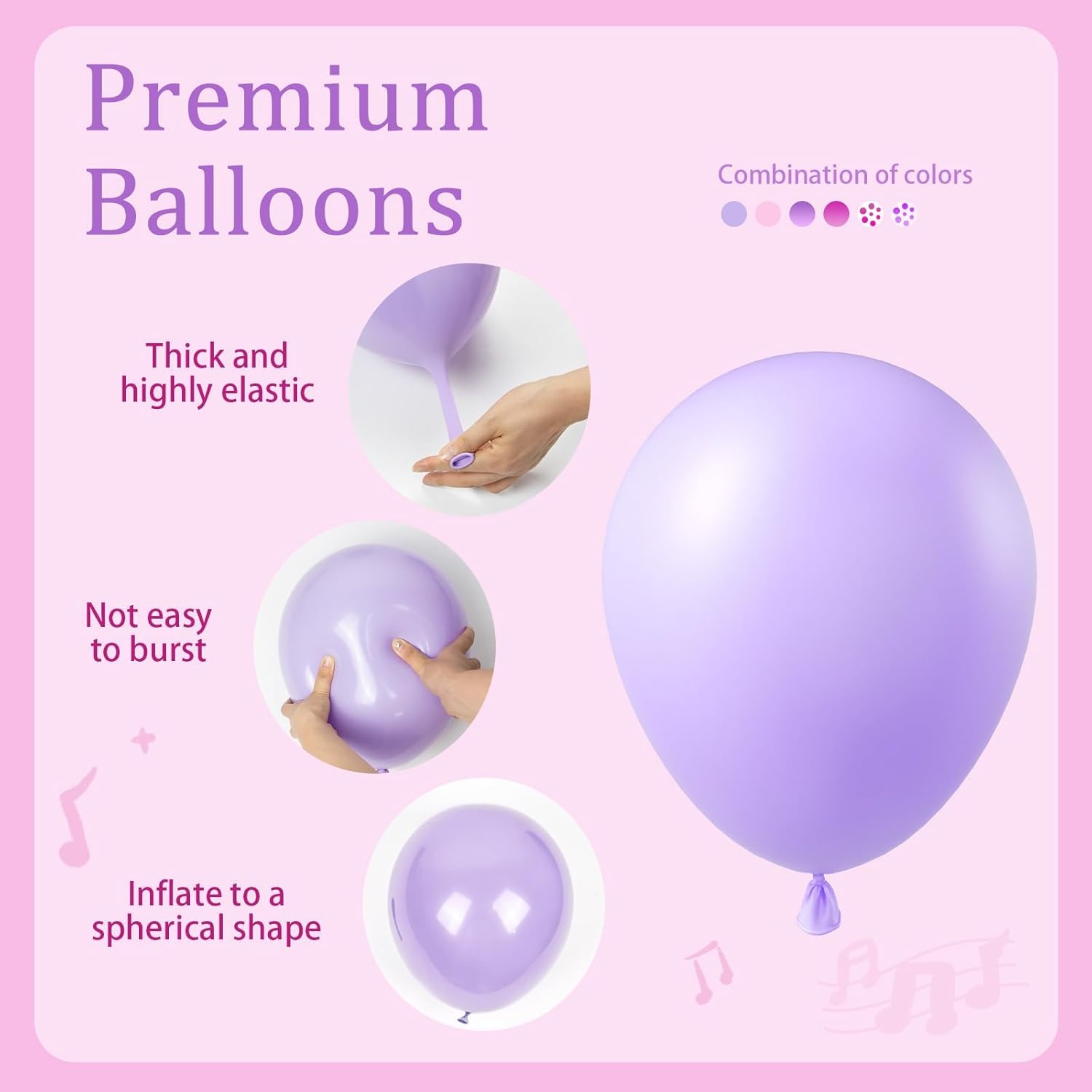 Skiennix 61-Piece Pink & Purple Balloon Set - 12-Inch Confetti & Metallic Balloons for Bridal, Baby Shower, and Birthday Celebrations