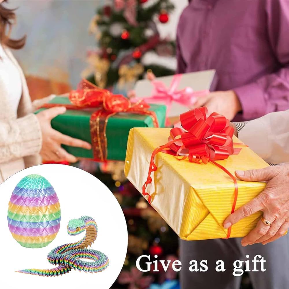 Skiennix 3D Printed Rainbow Snake Eggs - Unique Desk Decor for Home & Office