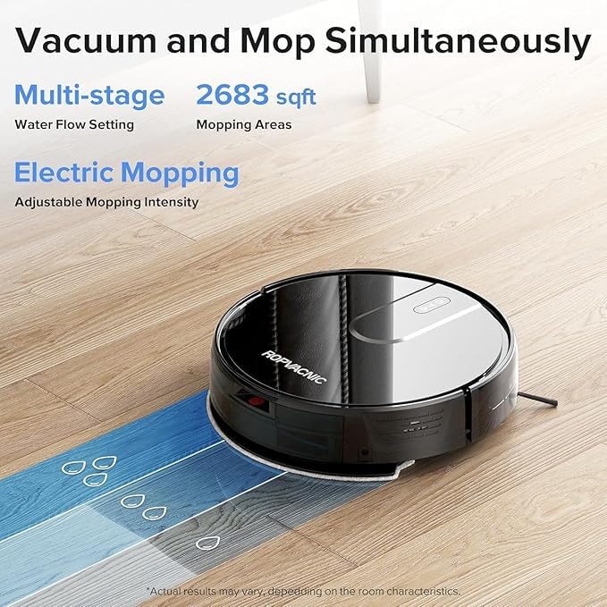 ROPVACNIC Robot Vacuum and Mop Combo 5200Pa Suction Robotic Cleaner