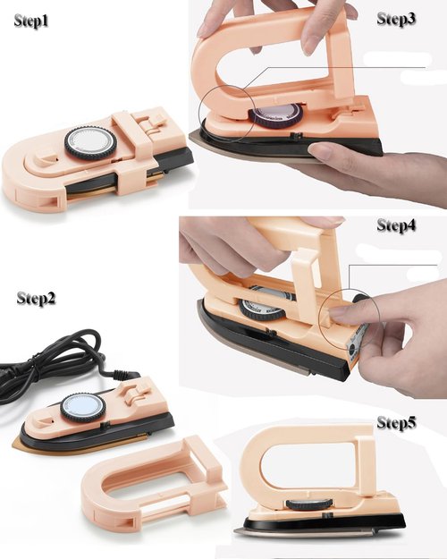 Dual Voltage Travel Iron - 3-Temp Mini Dry Iron with Non-Stick Soleplate | Ultra-Lightweight 0.8lb (Pink)