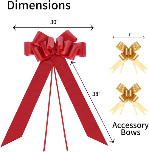 Big Car Bow by Skiennix - 30 Inch Red Giant Bow for Weddings, Birthdays, Christmas & More
